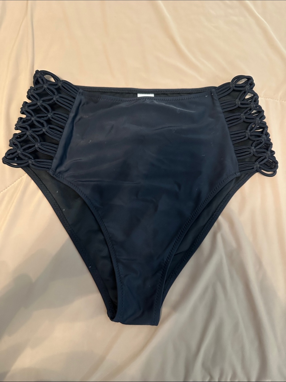 H2OH Colours Mykonos Macramé High Waist Bottom – Black – Size Large - Picture 4 of 6